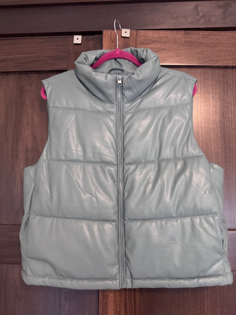bagatelle Gray/Blue Faux Leather Puffer Vest